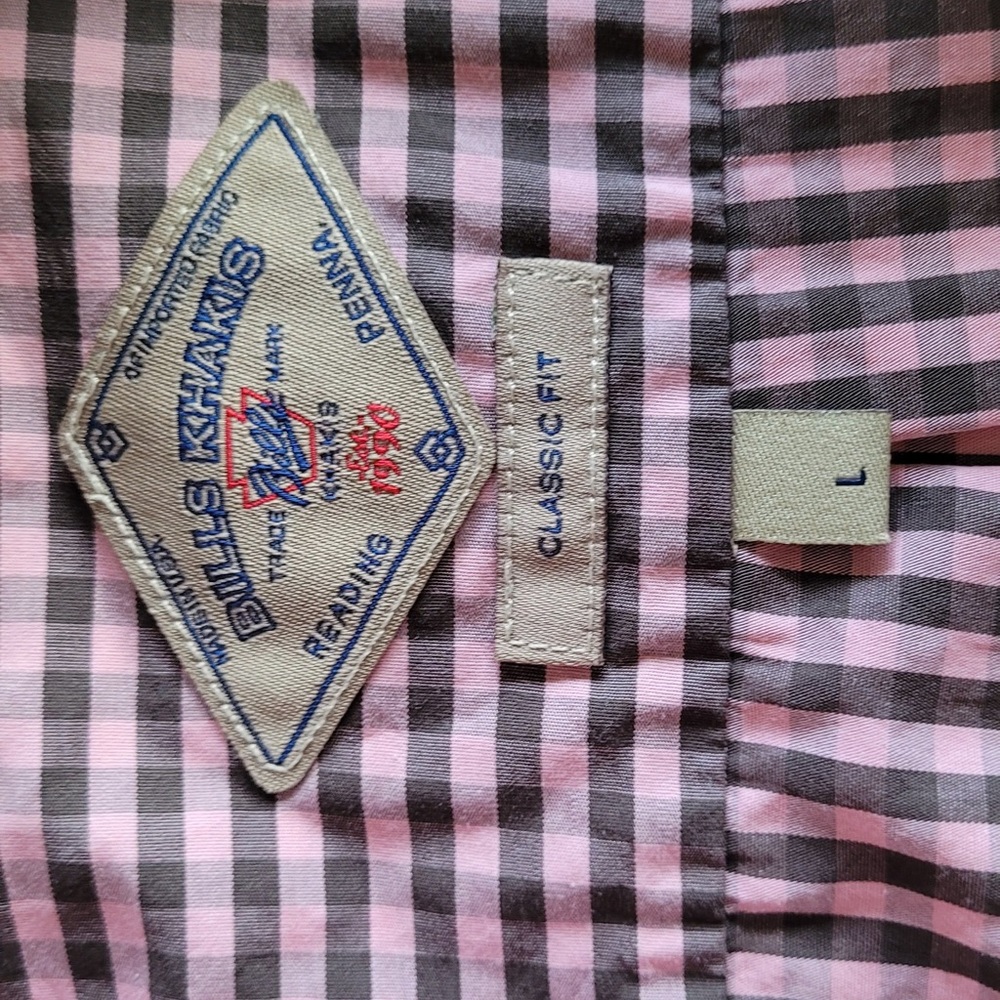 Bill’s Khakis Classic Fit Mens Button Up, Large, Never Worn, Pink and Brown - Picture 3 of 4